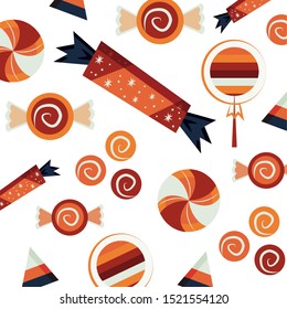 halloween sweet candies pattern background vector illustration design
