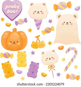 Dulce dulce de Halloween. Diseño vectorial del Ilustrador de caracteres - Vector