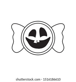 halloween sweet candy with face vector illustration design