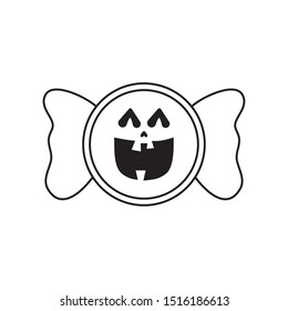 halloween sweet candy with face vector illustration design