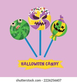 halloween sweet candy icons frightening faces