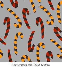 Halloween sweet candy pattern. sweet candies, scary bat lollipop and sweets. Vector Image.