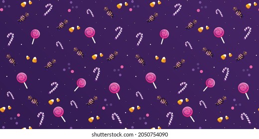 Halloween sweet candy seamless pattern background