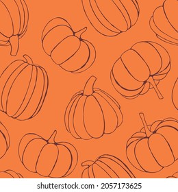 Halloween sweet candy seamless pattern background.Endless background with pumpkins, skulls, spiders, ghosts, bones, candy, cobwebs.Vector illustration for design, fabric or wrapping paper.