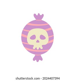 halloween sweet card, funny and cute candy isolated on white background, vector illustration for seasonal design, textile, decoration room or greeting card, caramel candy