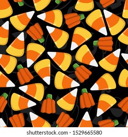 Halloween Sweet colorful Candy Seamless Pattern elements and ornaments on solid background. Many types spooky dessert