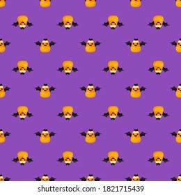 Halloween sweet corn pattern. Vector in cartoon style. Kawaii. Trick or treat. Cute holiday symbols. Funny illustration. For fabric, textile, postcards, posters, flyers, backgrounds and papers.