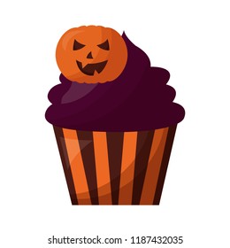 halloween sweet cupcake with pumpkin