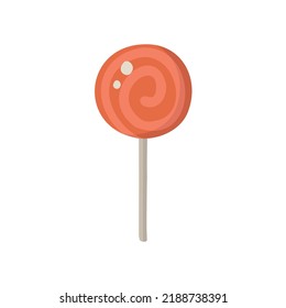 Halloween sweet lollipop, round hard sugar candy on stick.