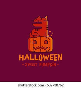 Halloween sweet pumpkin. Logo template.
