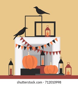 Halloween sweet table. Candy Buffet.  Vector illustration.
