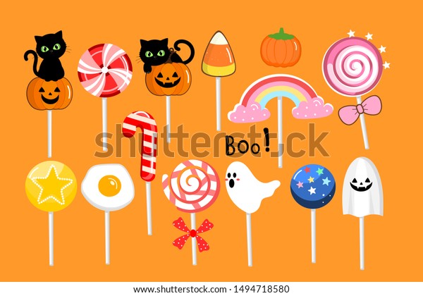Halloween Sweets Candy Cartoon Character Different のベクター画像素材 ロイヤリティフリー