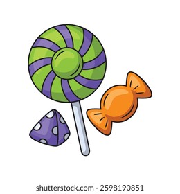 Halloween sweets and candy icon design. Vector design
