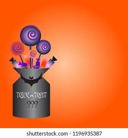 Halloween sweets for children Trick or treat. Card invitation vector. Copy space