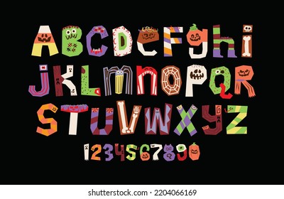Halloween Sweets Monster Font Rough Geometric Style Lettering svg