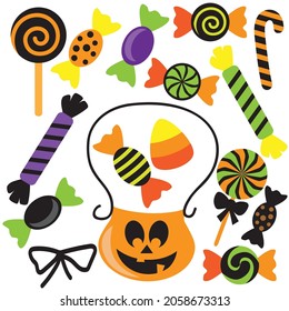 Halloween sweets vector cartoon illustration