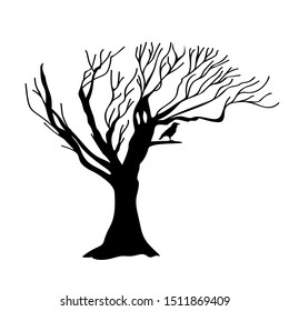 Halloween symbol holiday silhouette tree. Vector illustration.