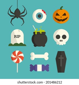 Halloween symbol illustration set vector