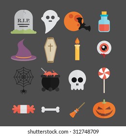 Halloween symbol illustration set vector