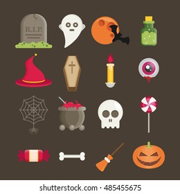 Halloween symbol illustration set vector