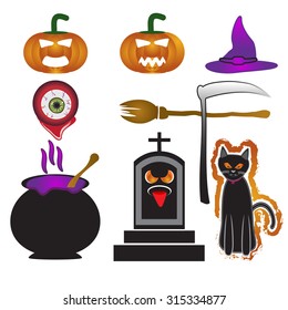 Halloween symbol set, vector illustration