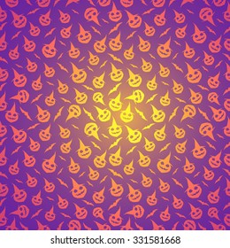 Halloween symbol vector purple background pumpkin and bat