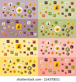 Halloween symbols collection. Flat icons. Horrendous holiday