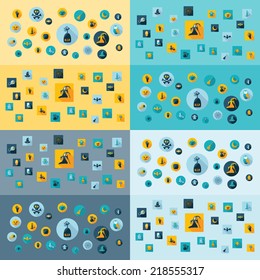 Halloween symbols collection. Flat icons. Horrendous holiday