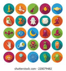 Halloween symbols collection. Flat icons. Horrendous holiday