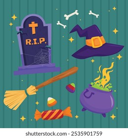 Halloween symbols collection, illustrations and vectors.