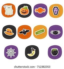 Halloween symbols collection on a white background. Happy Halloween.