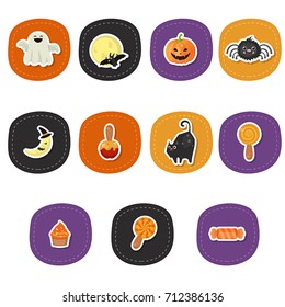 Halloween symbols collection on a white background. Happy Halloween.