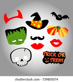 Halloween Symbols And Elements, Stickers Set, Vector Illustration