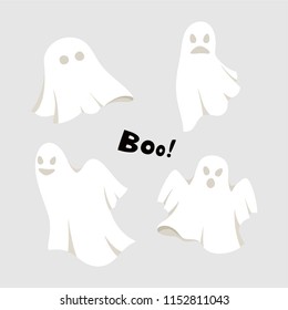 Halloween Symbols. Ghosts on a gray background
