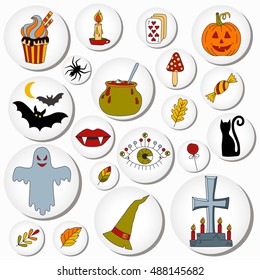 Halloween symbols hand drawn collection