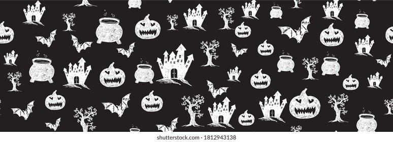 Halloween symbols hand drawn illustrations	