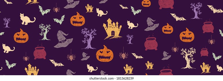Halloween symbols hand drawn illustrations	