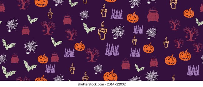  Halloween symbols hand drawn illustrations