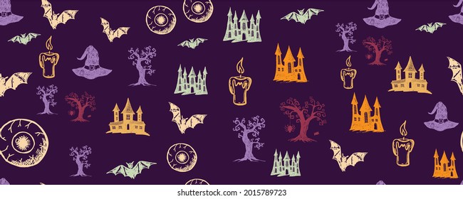 Halloween symbols hand drawn illustrations