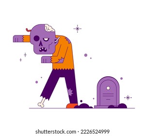 Halloween symbols hand drawn vector illustrations spooky autumn holiday accessories on white background.