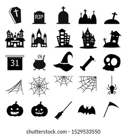 Halloween symbols icon set vector.