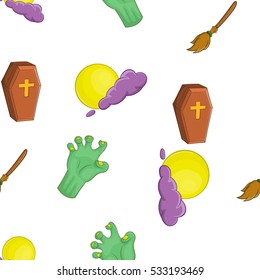 Halloween symbols pattern. Cartoon illustration of Halloween symbols vector pattern for web