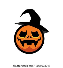 Halloween symbols pumpkin,logo design, vector illustration