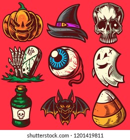 Halloween symbols set