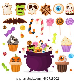 Halloween symbols vector collection autumn fear creepy traditional sign