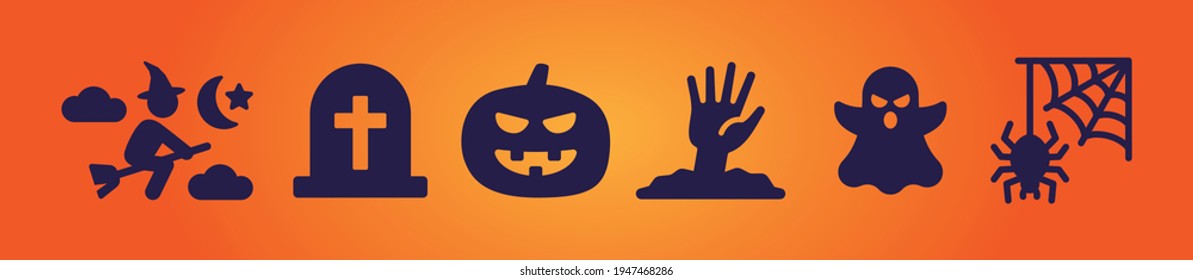 Halloween symbols vector icon set illustration. Halloween concept.