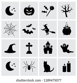 Halloween symbols. Vector icons collection.