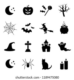 Halloween symbols. Vector icons collection.