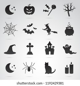 Halloween symbols. Vector icons collection.