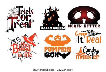 Halloween T shirt Design Bundle, Quotes about Halloween, Halloween T shirt, Halloween typography T shirt design Collection